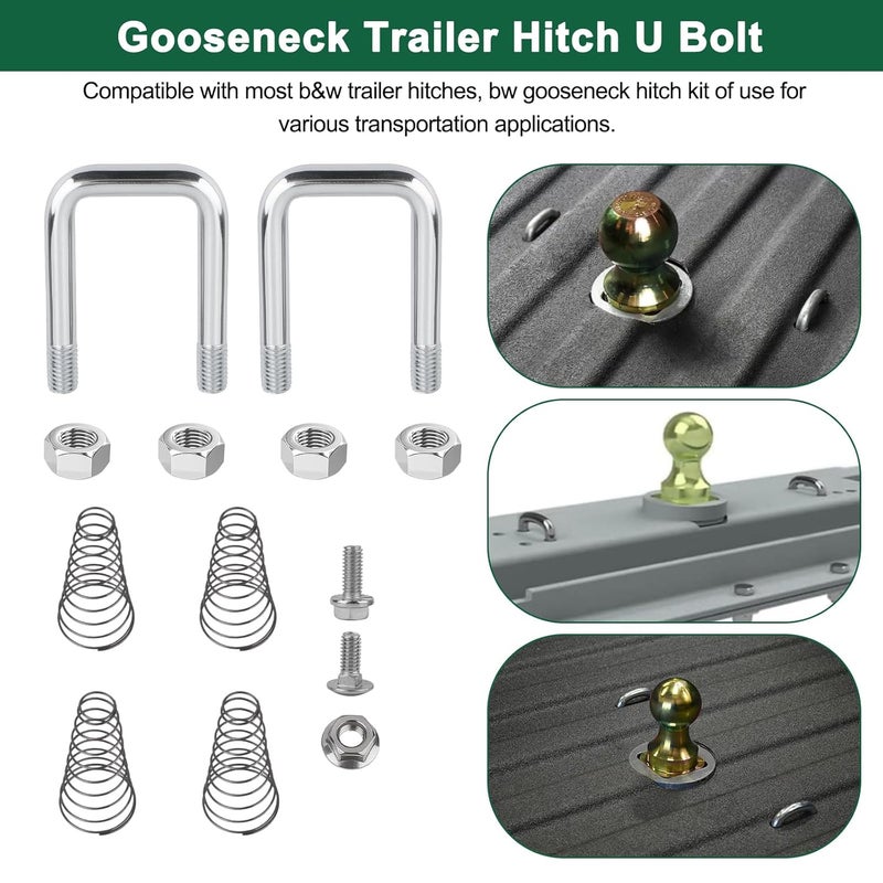 Vilapow 1900-2-1600 Safety Chain Trailer U-Bolt Kit Replacement B&W Gooseneck Trailer Hitch U Bolt Fits for B and W Trailer Hitches Safety Chain U-Bolts - Image 3